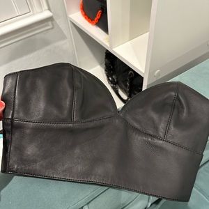 NBD Black Leather Bustier Top
